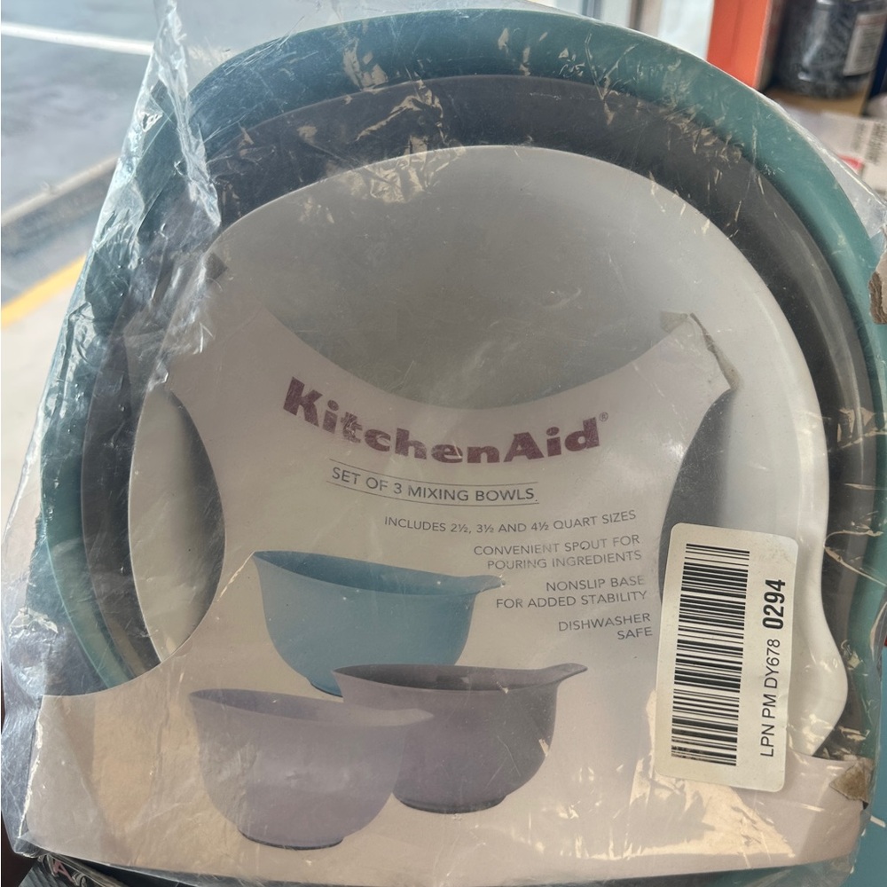 KitchenAid Mixing Bowl Set - Teal and Gray